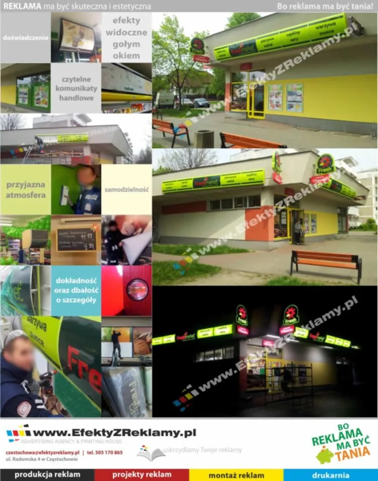 kolaż zdjęć z realizacji reklamy w Częstochowie